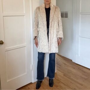 Top Shop Women’s Faux Fur Coat in Cream